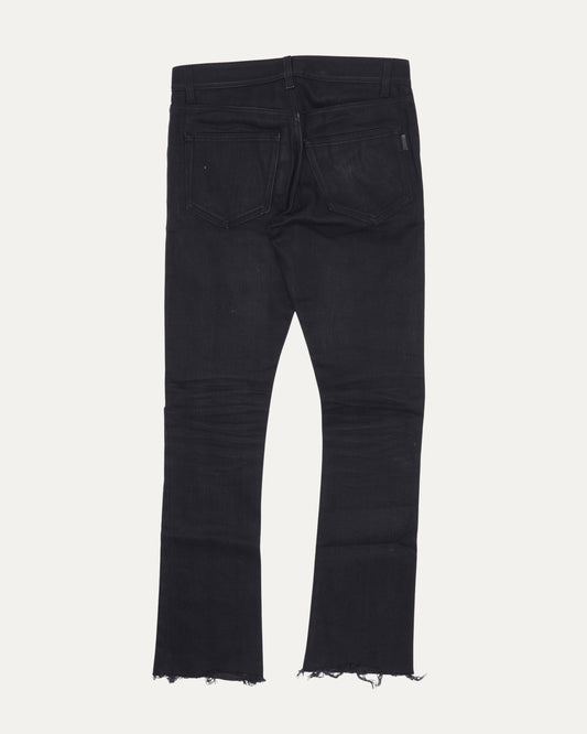 Raw Hem Waxed Slim Bootcut Jeans