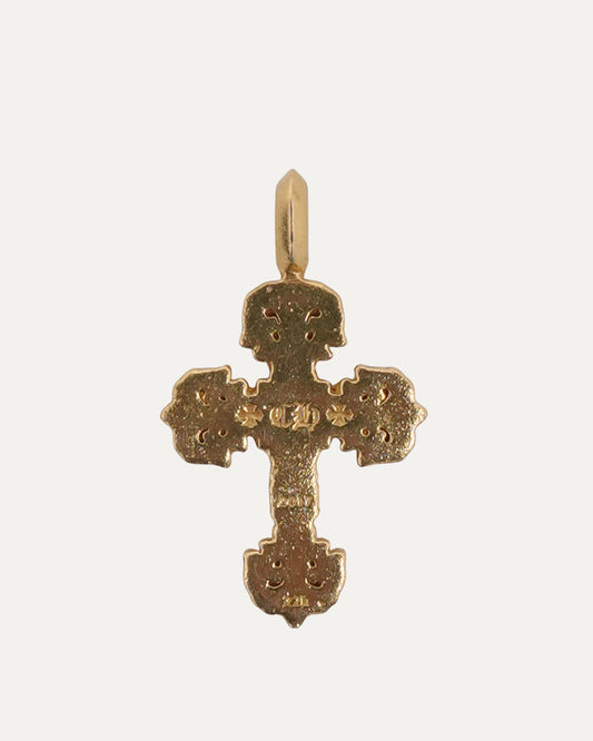 22k Gold & Diamond Filigree Cross Pendant