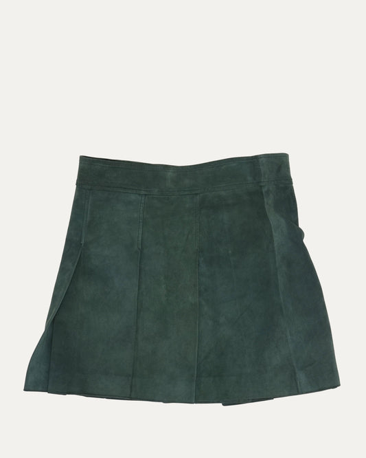 Suede Pleated Mini Skirt