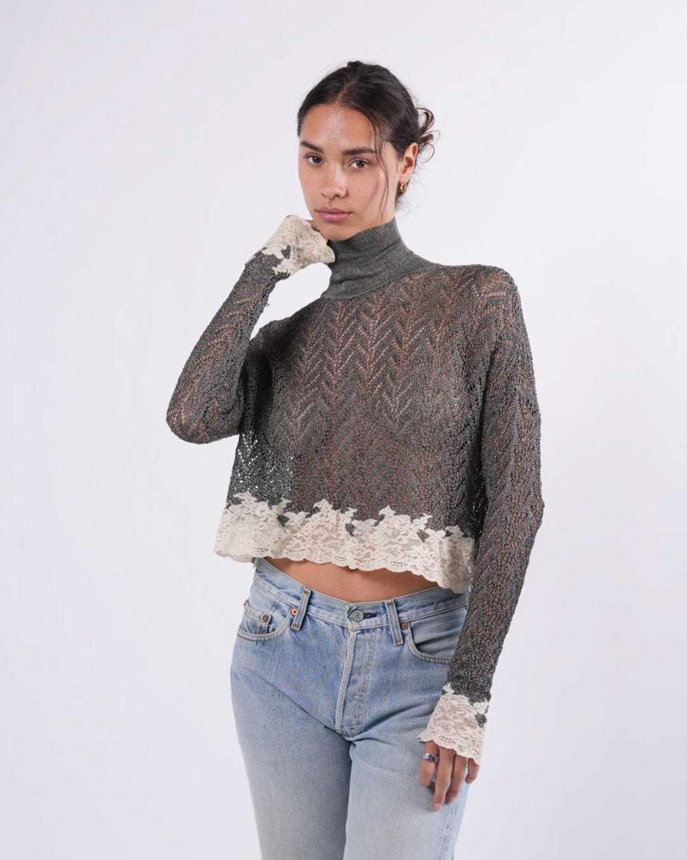 Galliano Era FW 1998 Silver Foiled Sweater