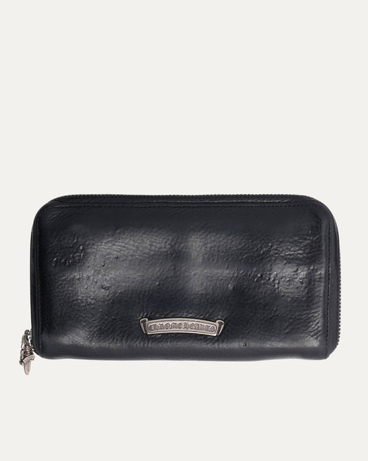 Filigree Plus Cross Embellished Cross Patch Long Zip Wallet