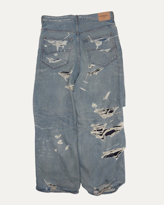 Afterworld Distressed Layered Baggy Jeans