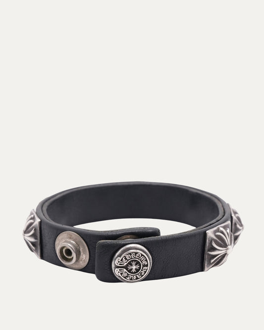 Pyramid Cross Stud Leather Bracelet