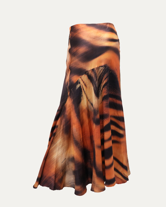 FW 2000 Tiger Print Silk Skirt