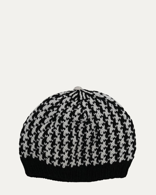 Houndstooth Star Patch Beanie