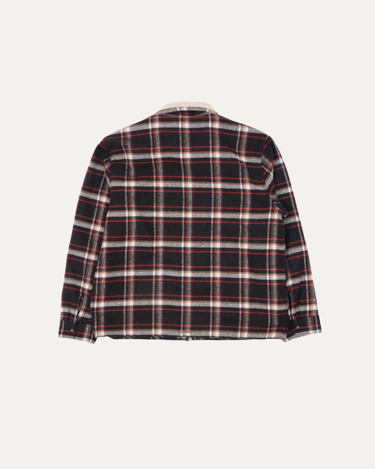 Flannel Shearling Collar Zip Up Jacket