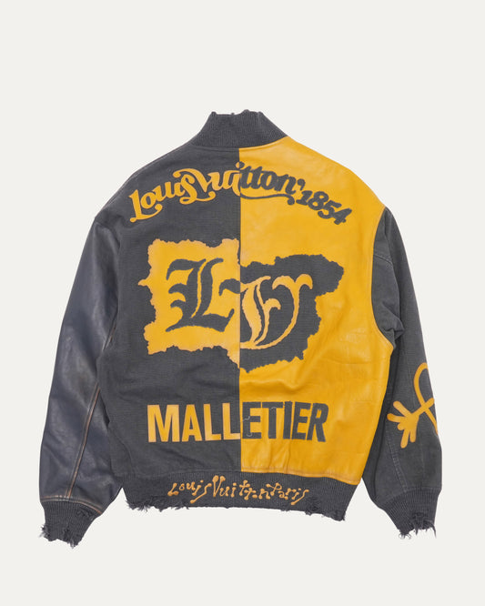 Leather and Canvas Bomber Jacket