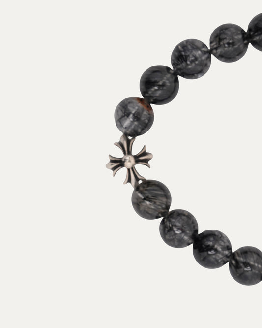 6mm Rutilated Quartz Plus Cross Bead Bracelet