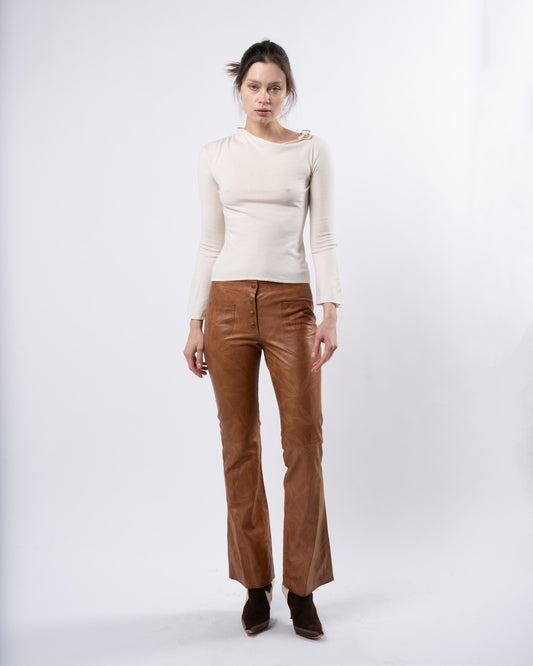SS 2002 Bamboo Print Leather Pants