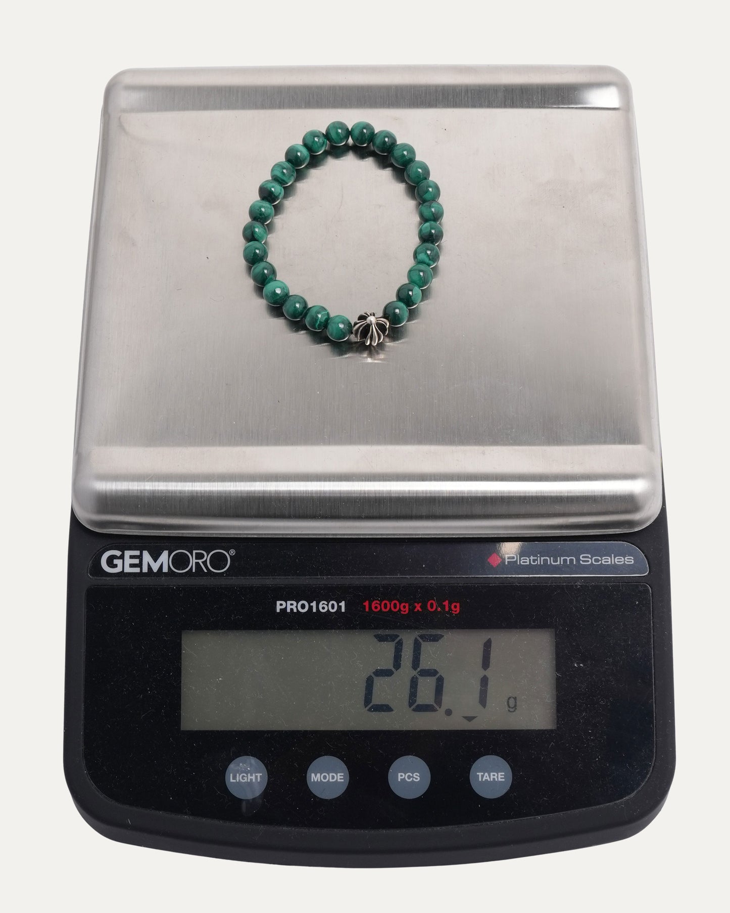 8mm Malachite Plus Cross Bead Bracelet
