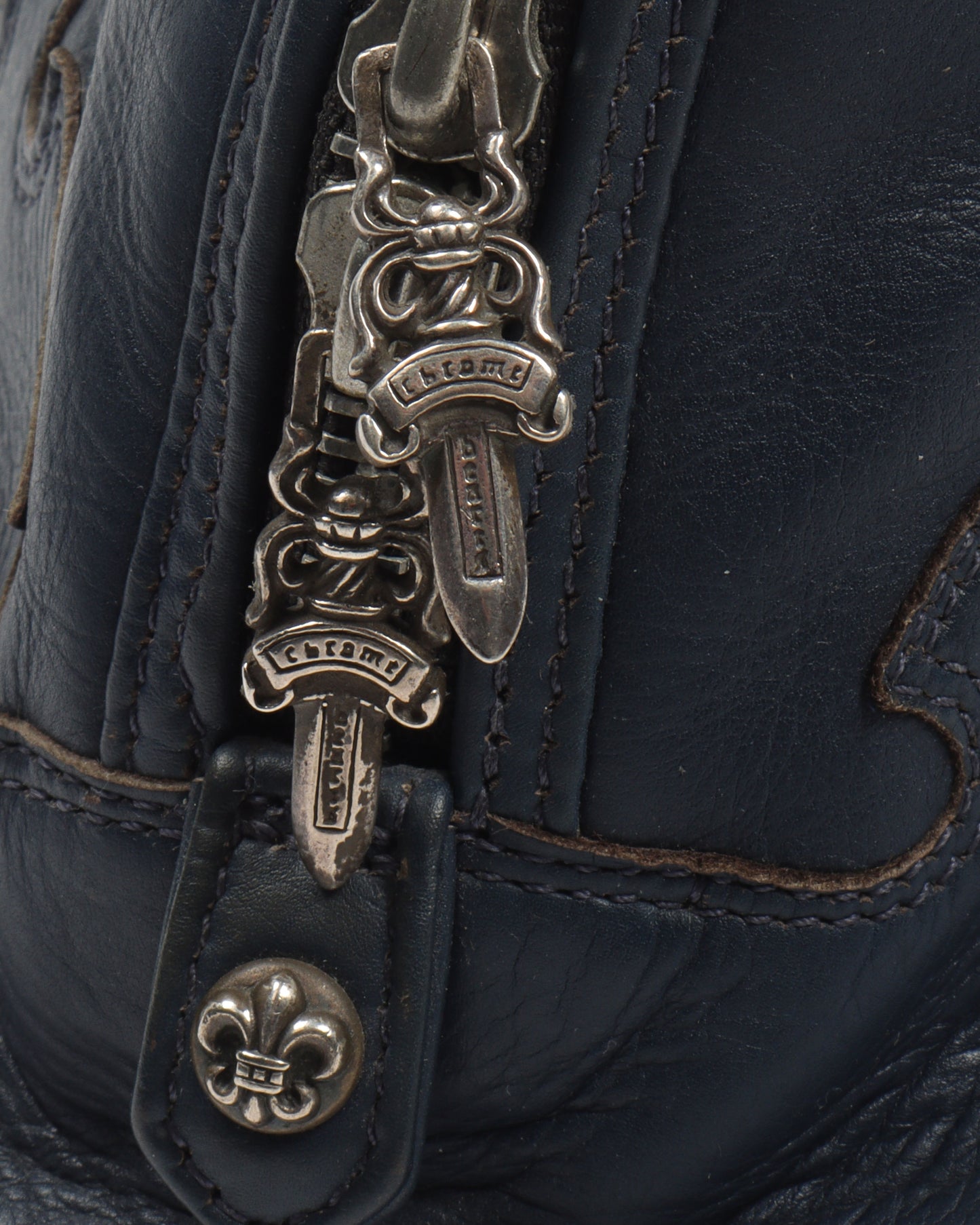Leather "Fleur De Lis" Mini Bowling Bag