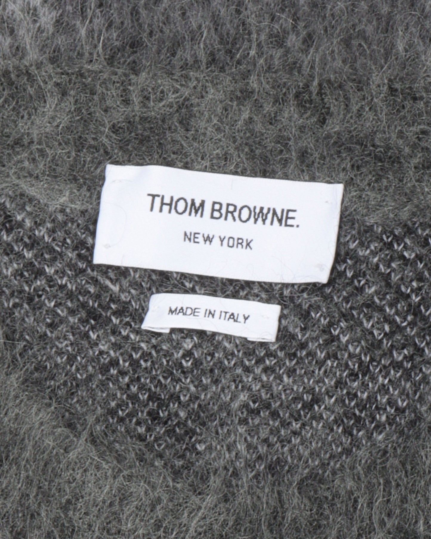 Tonal Grey Buffalo Check Funmix Super Kid Mohair 4-Bar Sweater