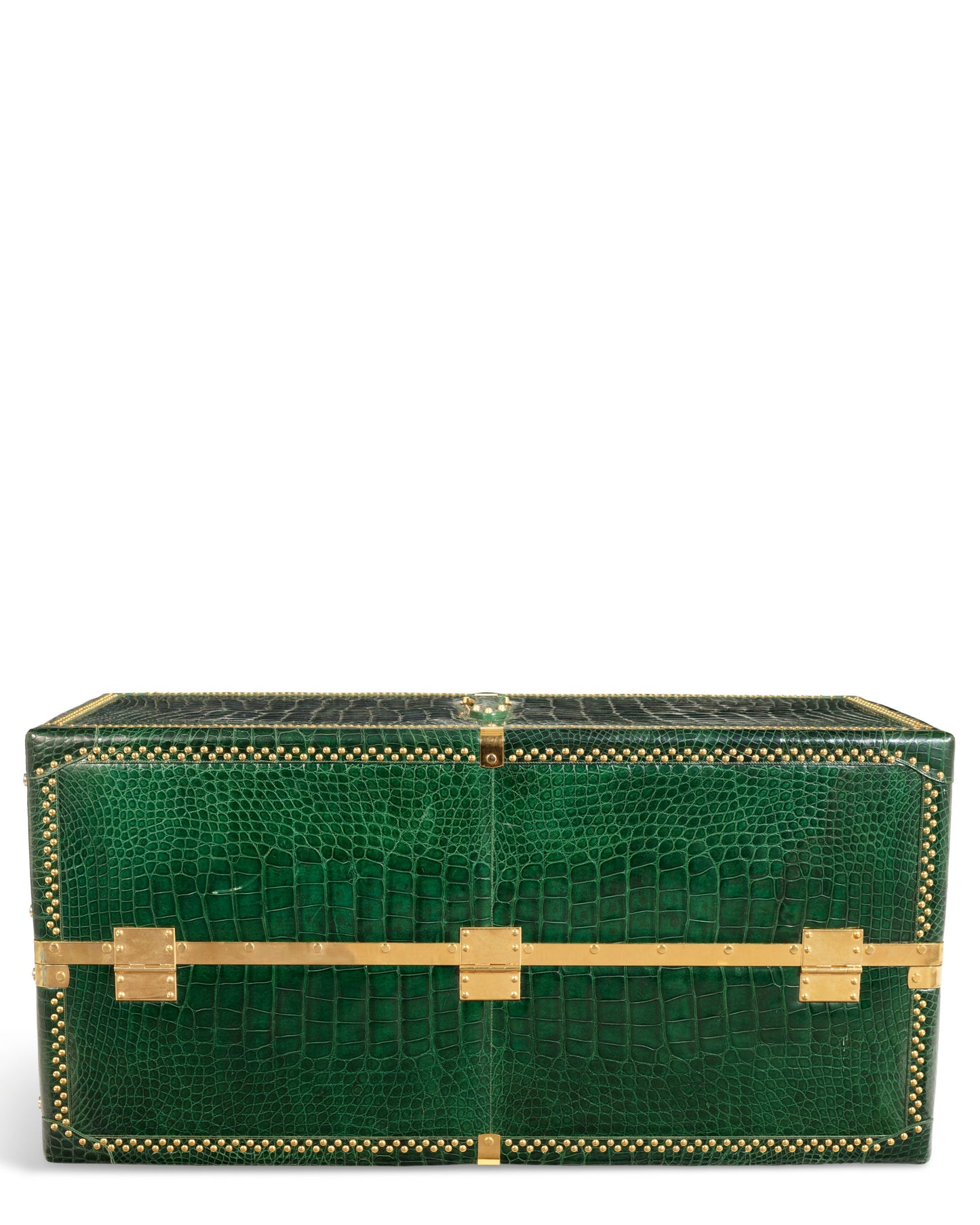 Crocodile Steamer Trunk w/ Gold Hardware