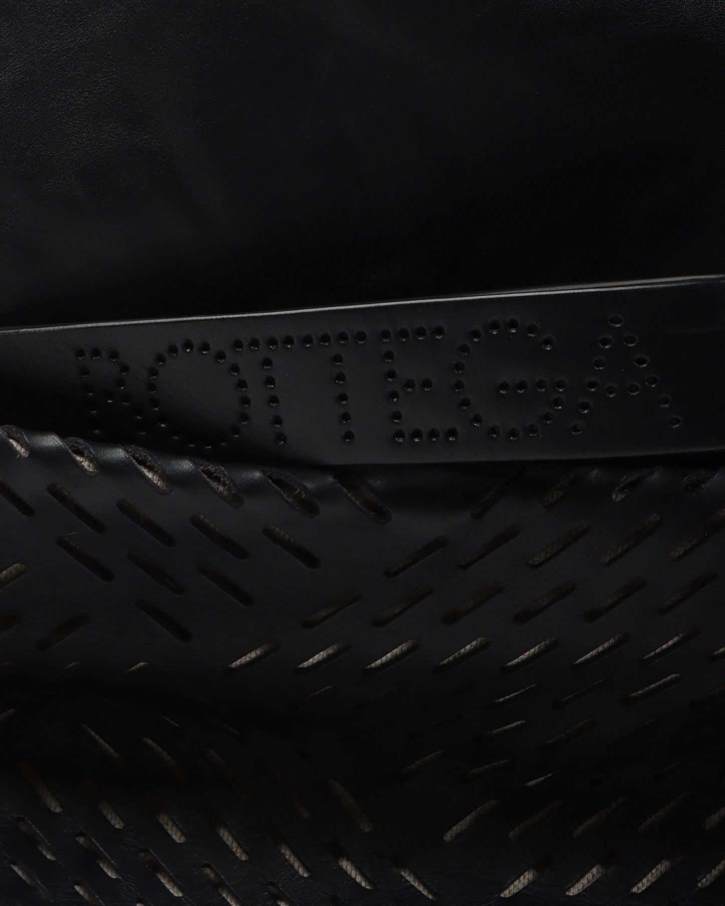 Fold Over Perforated Leather Shoulder Bag