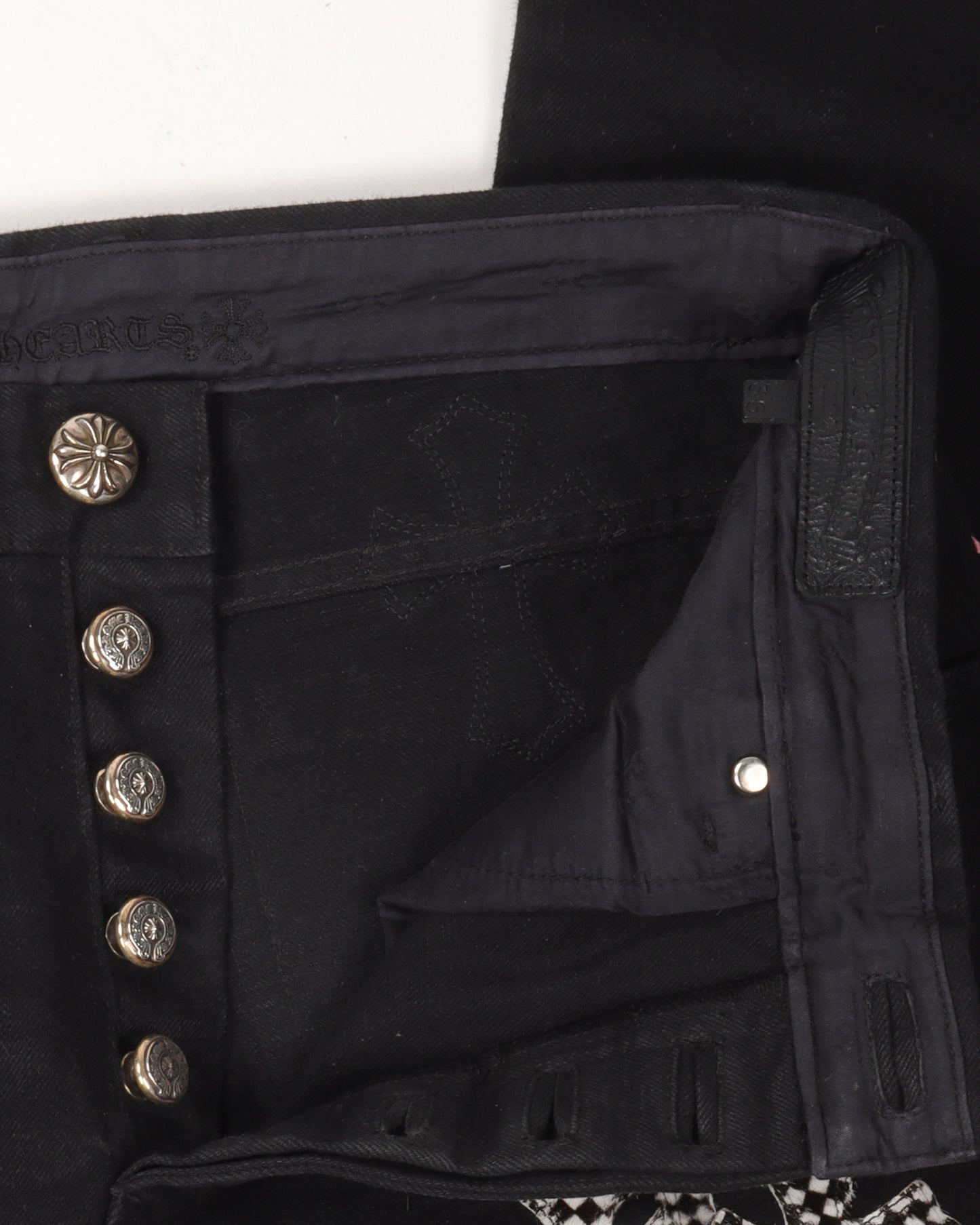 Checkered Cross Patch Jeans w/ 35 Cross Patches