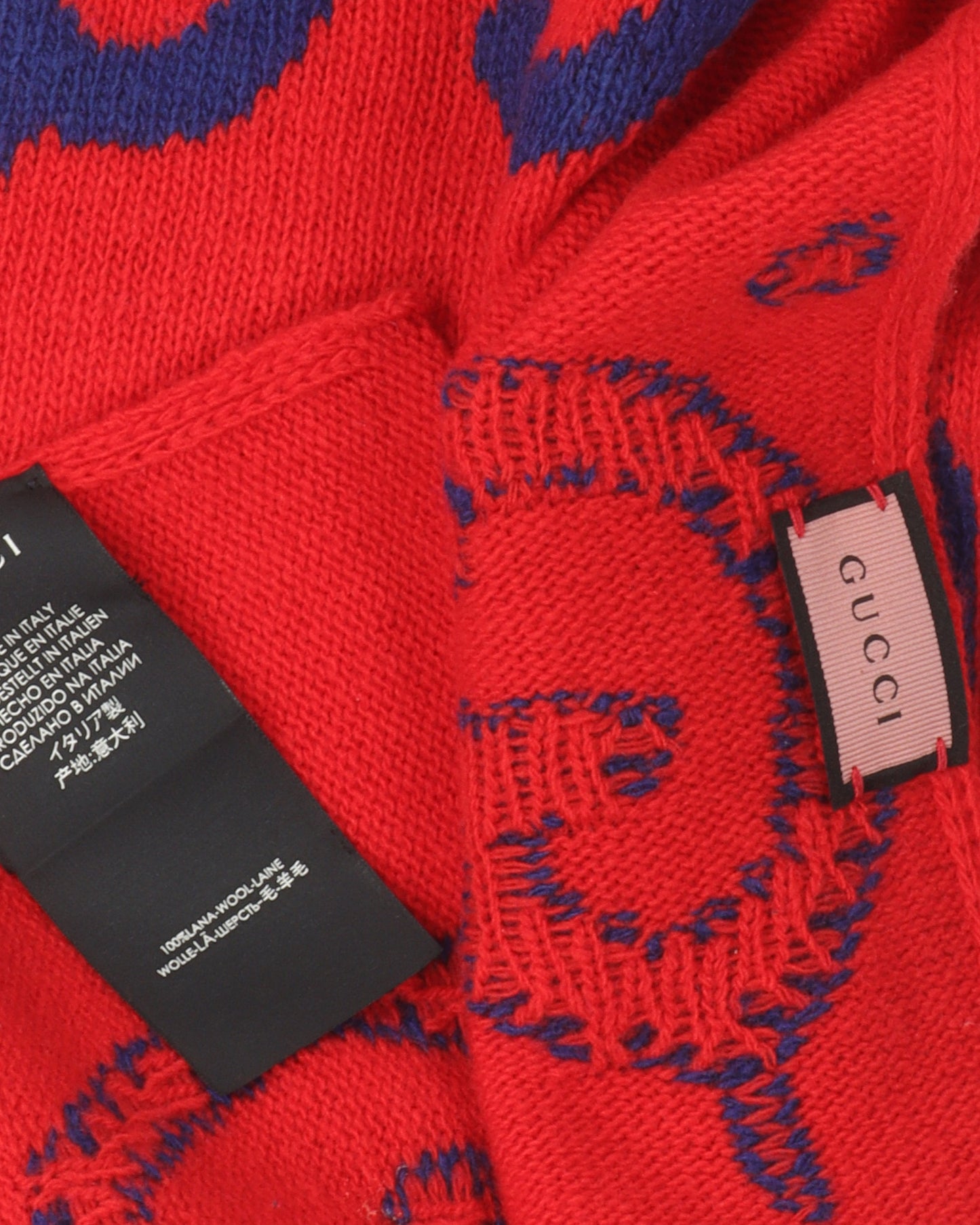 Ghost Large GG Pattern Wool Scarf