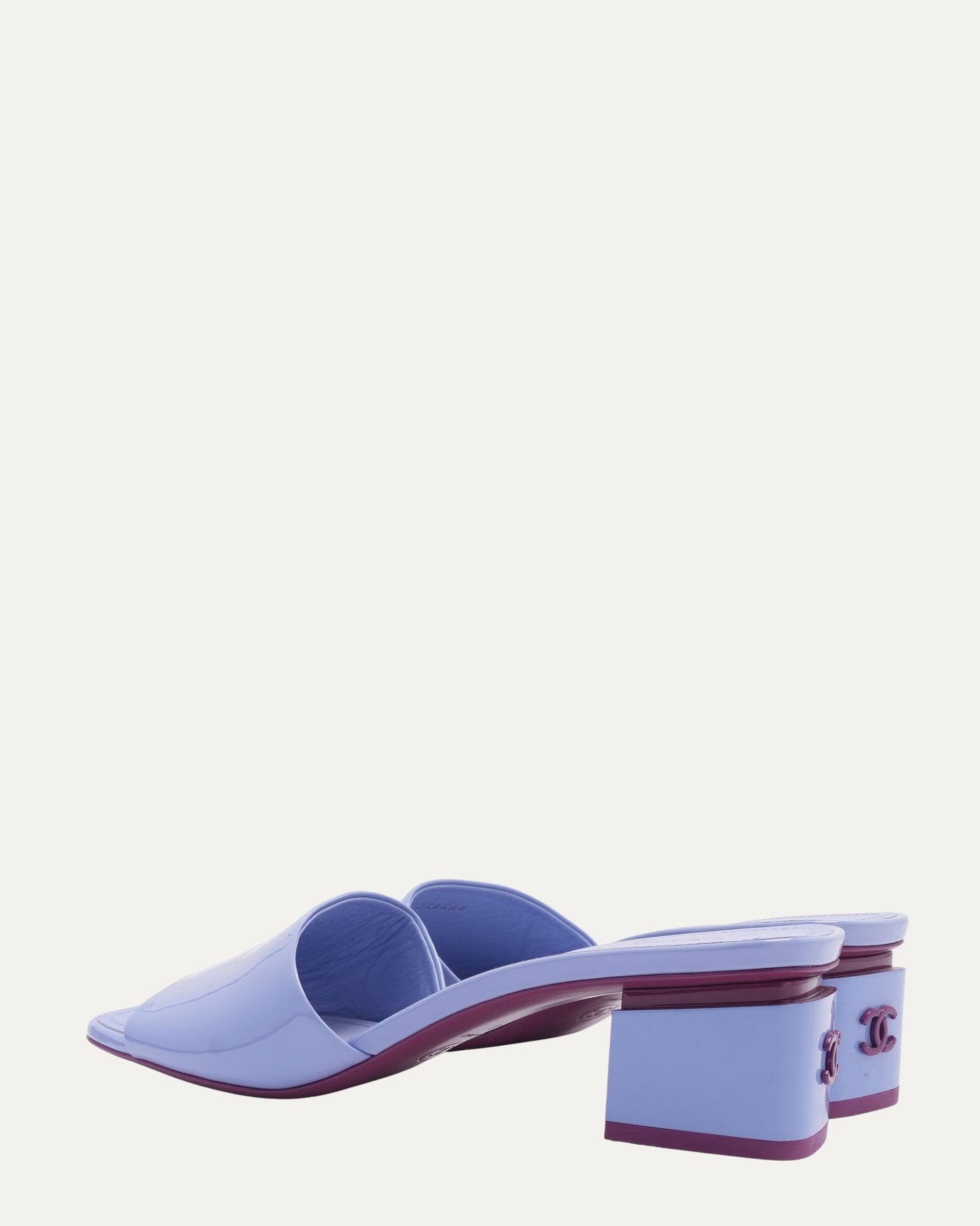 Patent Leather CC Block Heel Mule Sandals