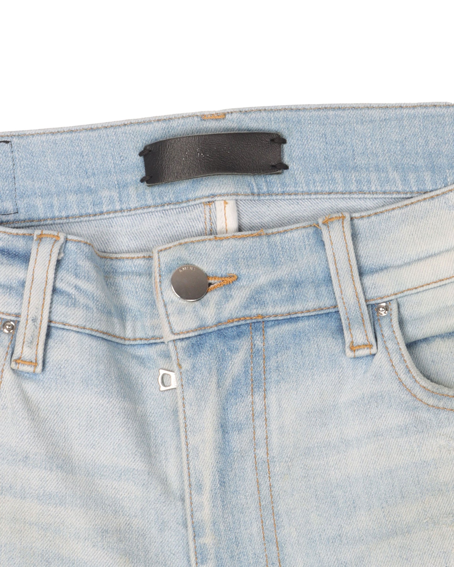 Distressed Zebra Print Repaired Denim Jeans