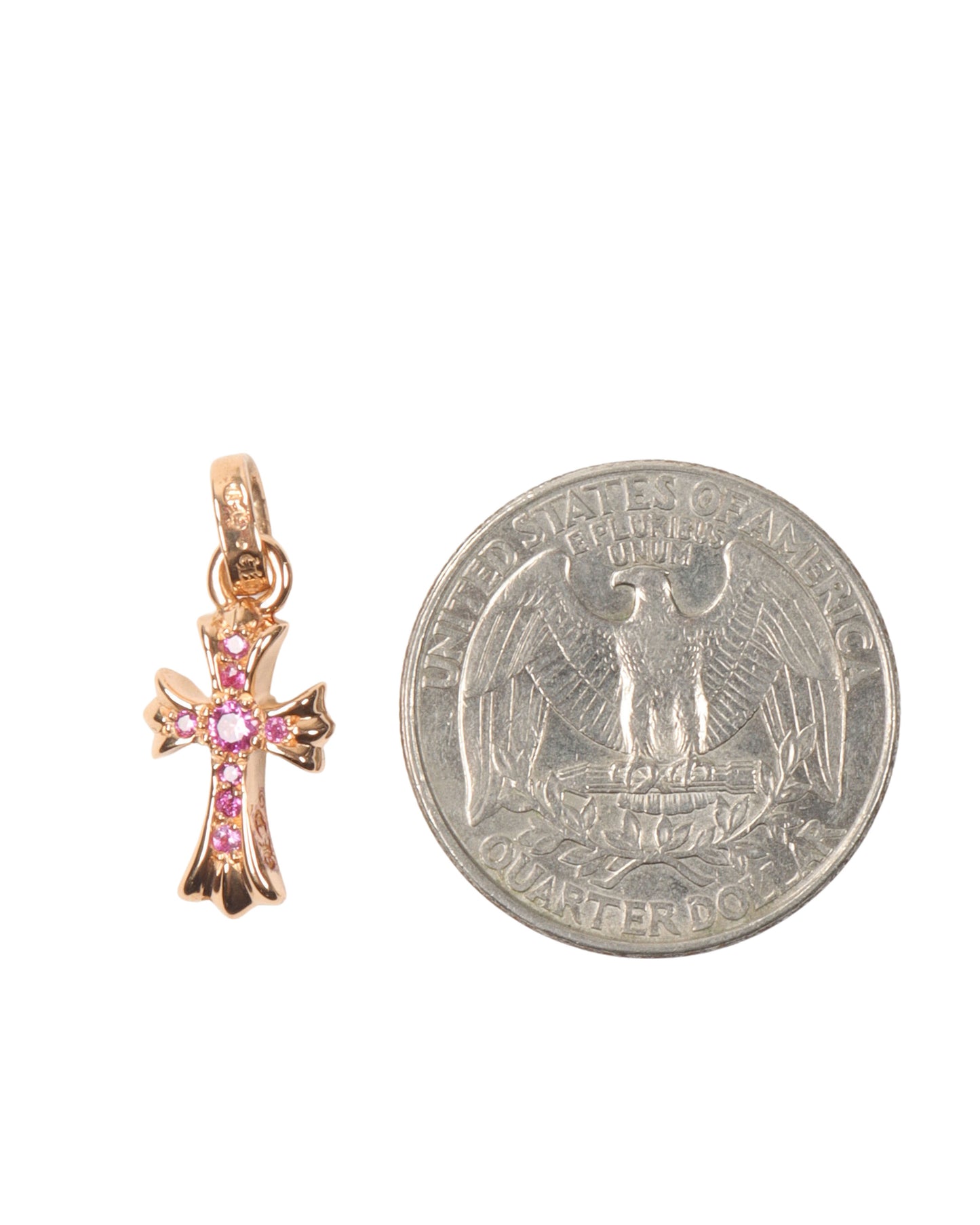 Baby Fat Pink Sapphire Cross Charm