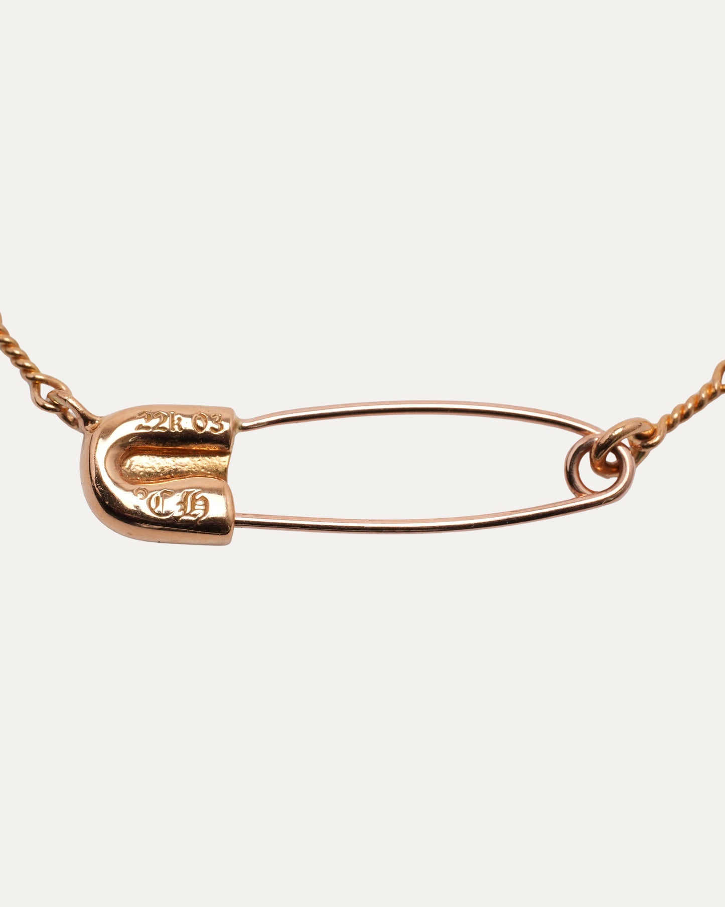 Gold Diamond Safety Pin Twist Chain Necklace