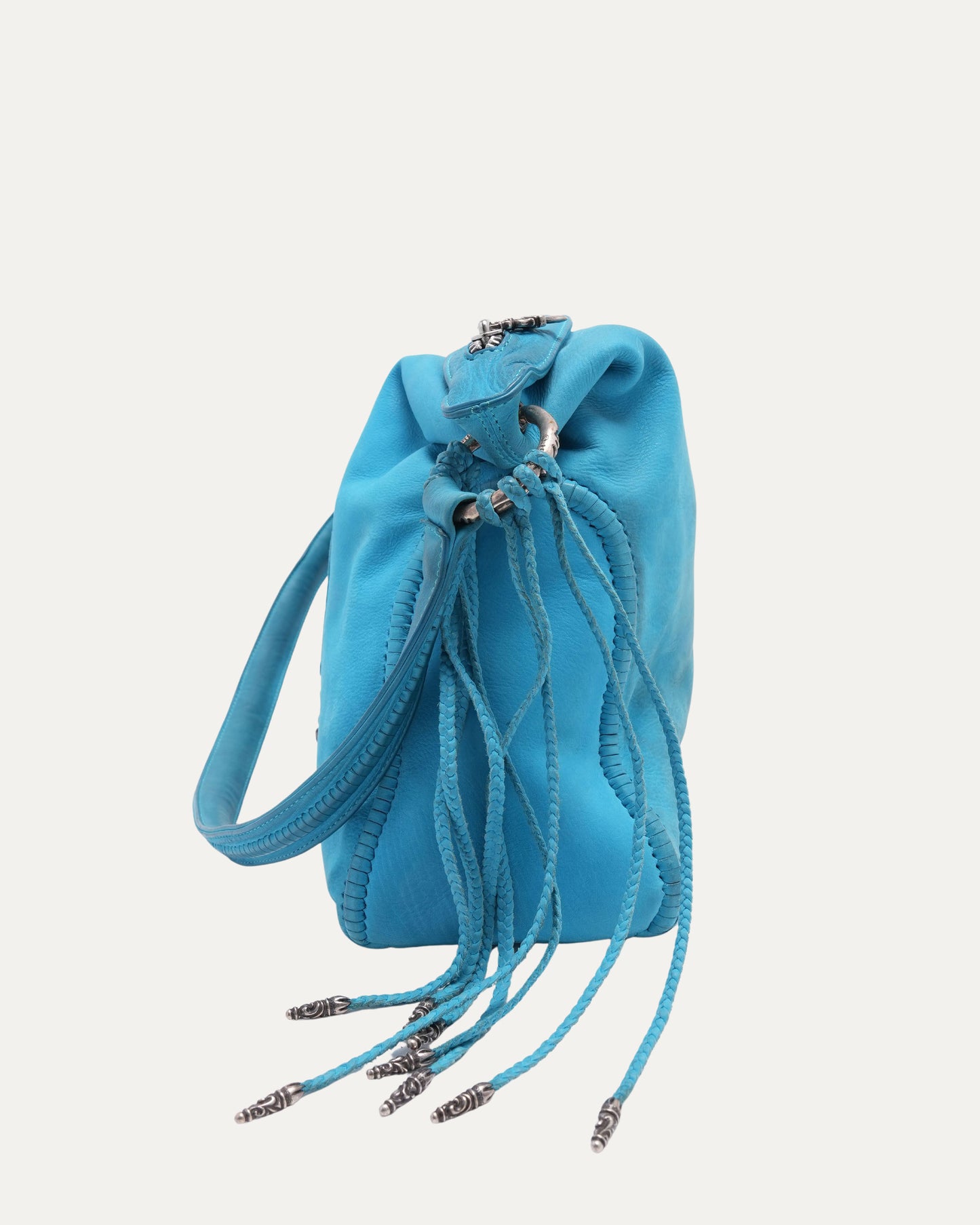 Embellished Fleur Patch Tassel Hobo Bag
