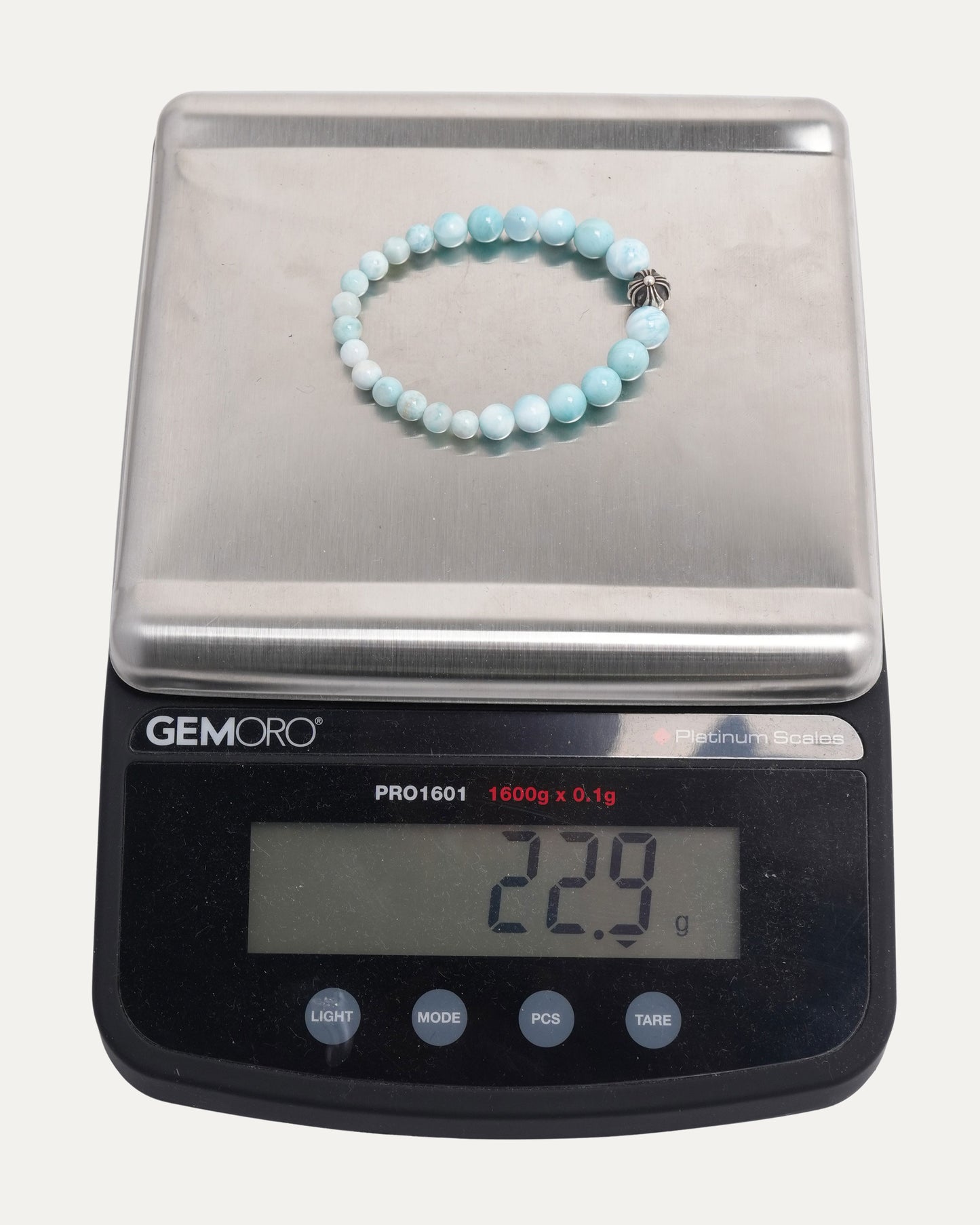 8mm Larimar Plus Ball Graduated Bead Bracelet