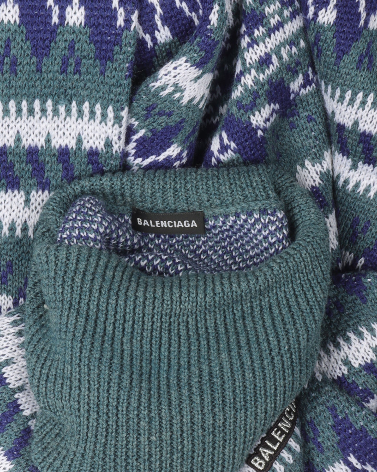 Patterned Wool Blend Turtleneck Sweater