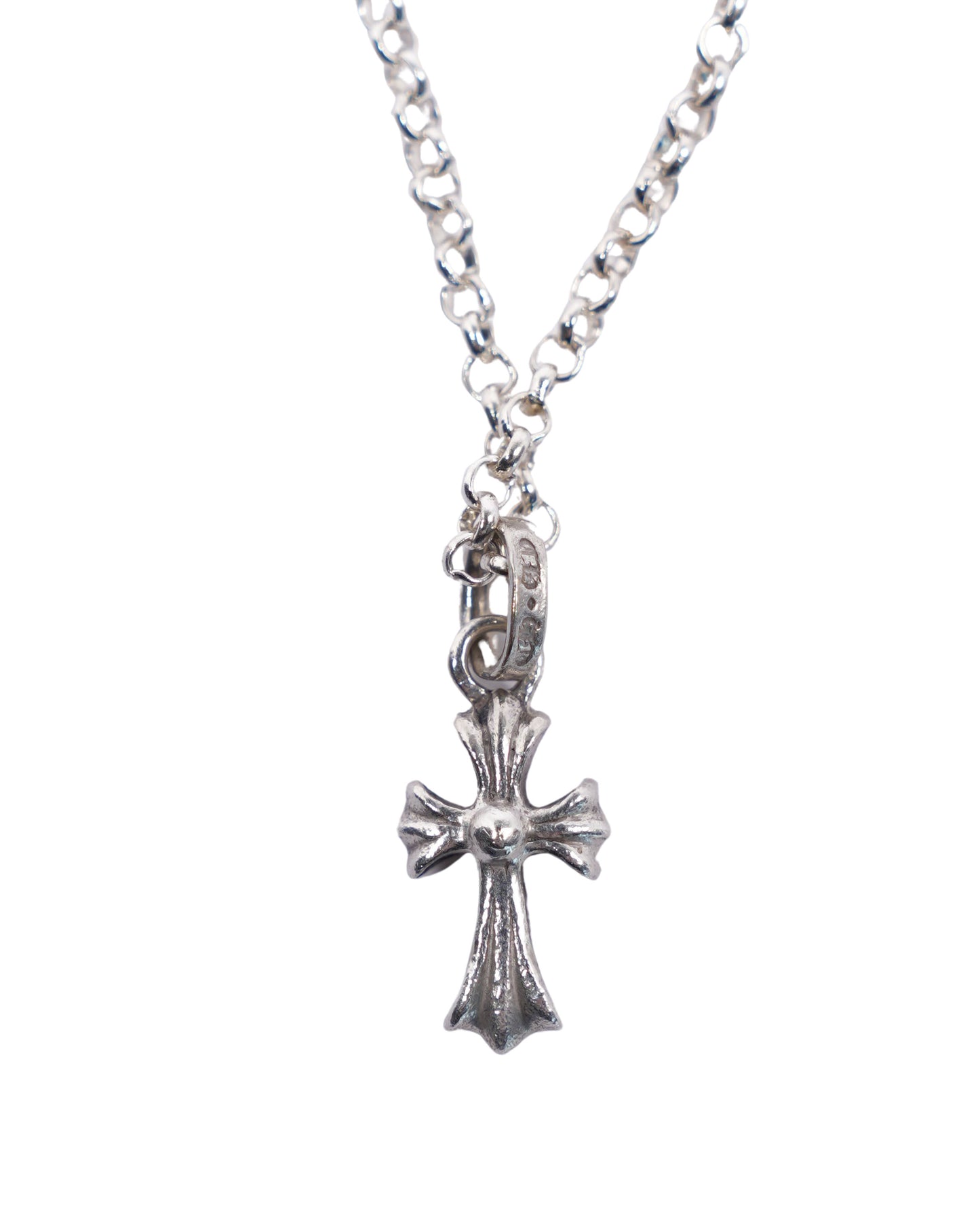 Baby Fat Diamond Cross Charm w/ Silver Chain