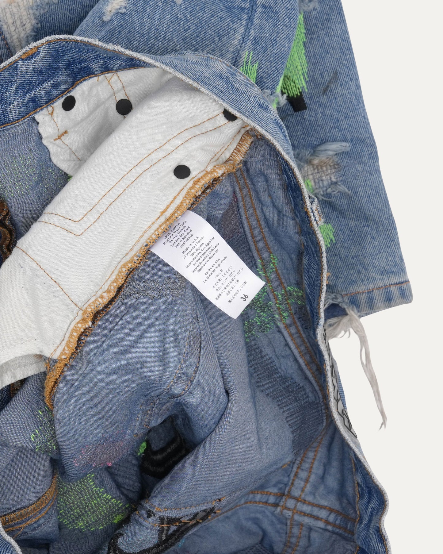 Distressed Embroidered Jeans