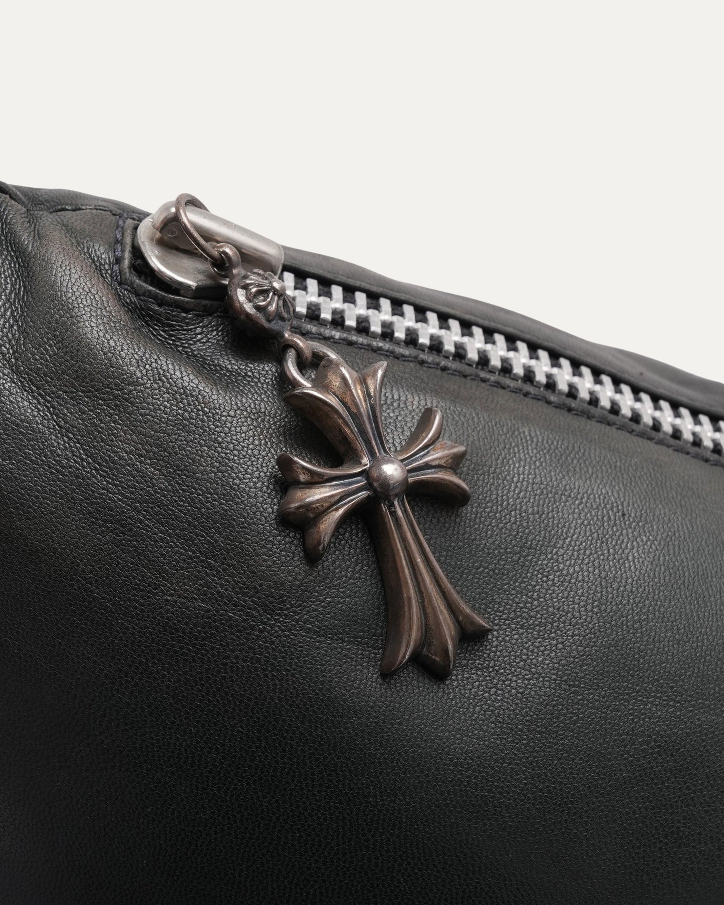 Cross Patch Leather Pillow