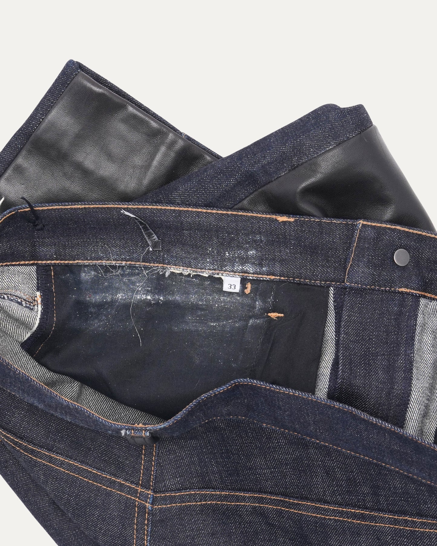 Leather Front Jeans