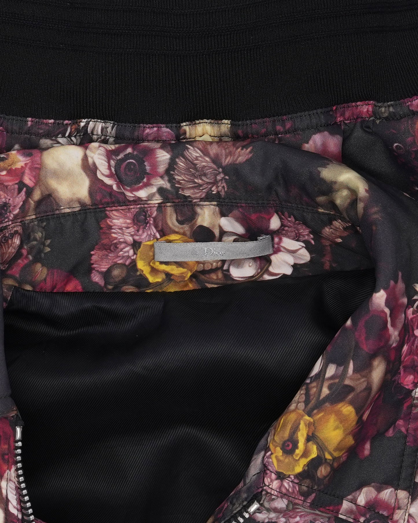 Toru Kamei Skull & Flower Vanite Print Tech Bomber Jacket