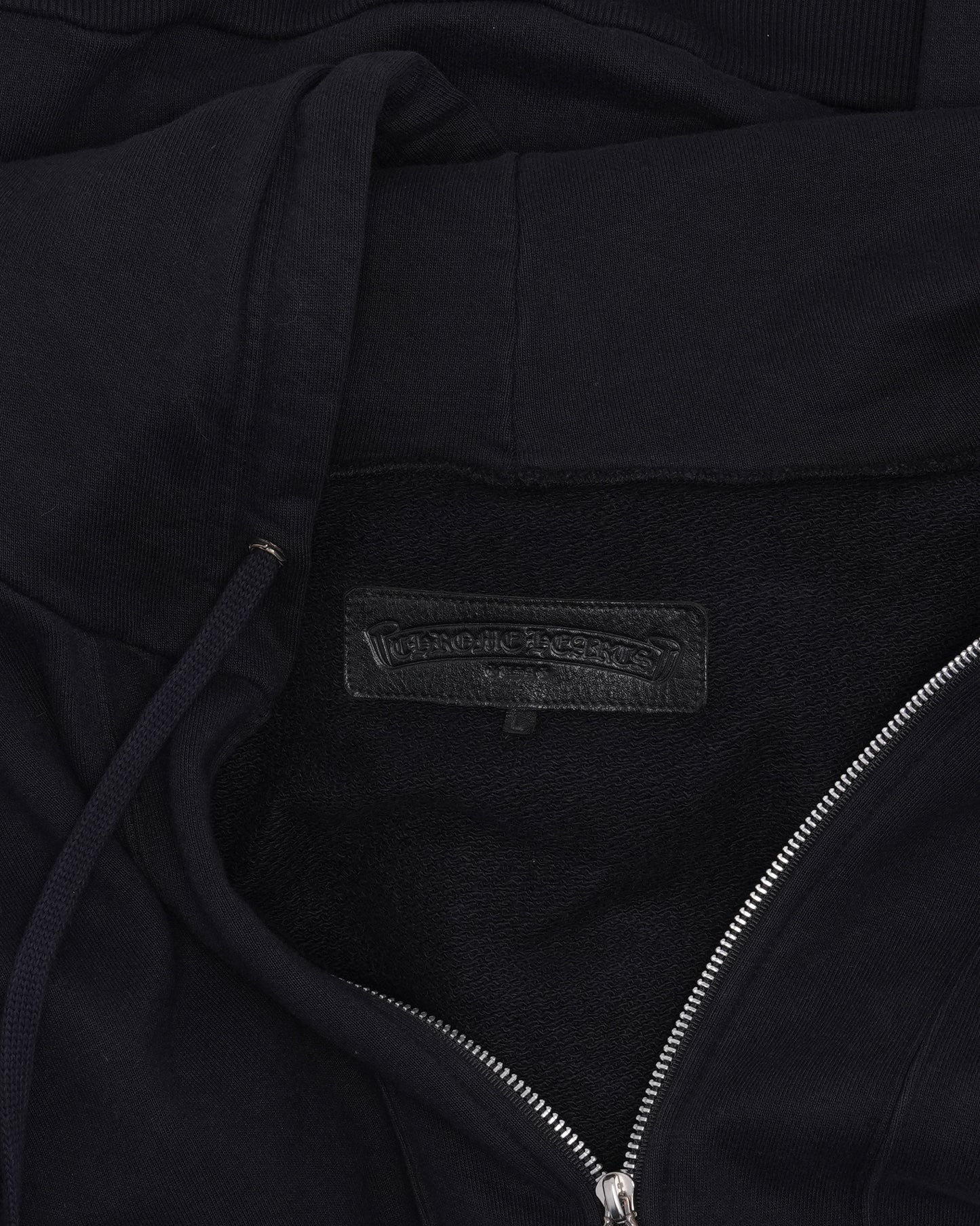 Leather Horseshoe Patch Zip-Up Hoodie