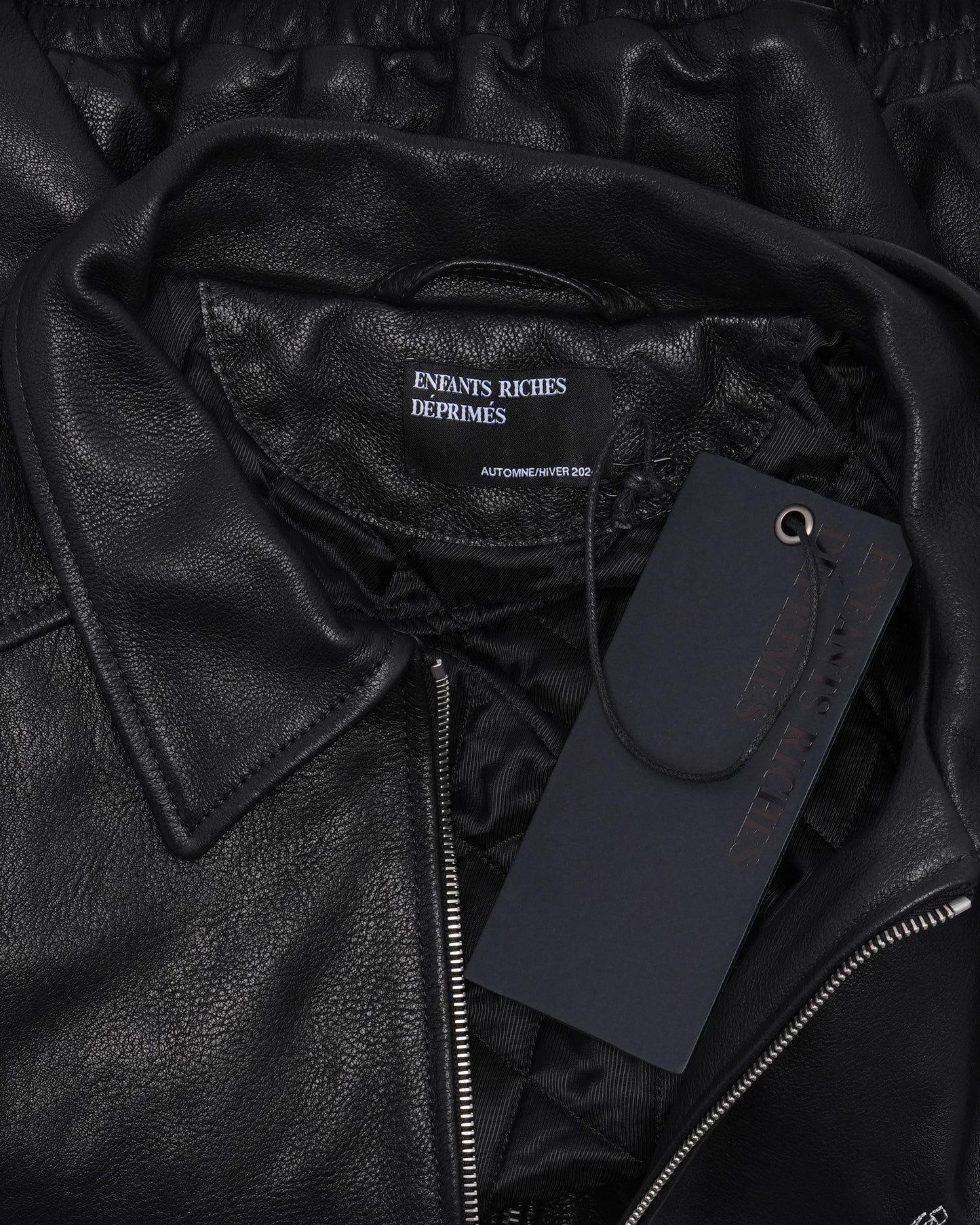 Embroidered Logo Leather Jacket