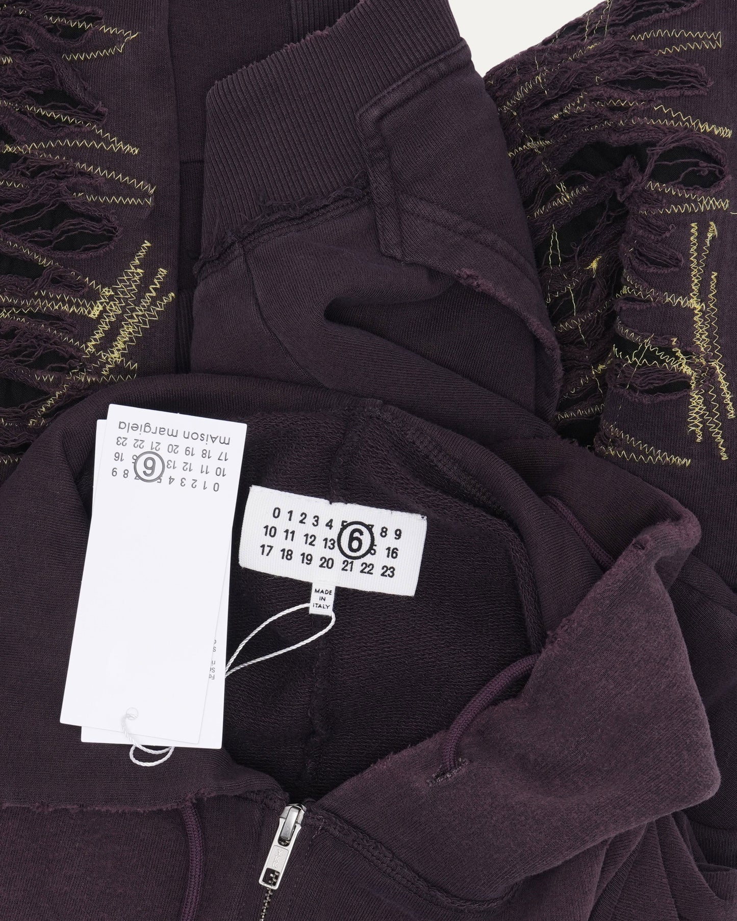 MM6 Distressed Zip Up Hoodie