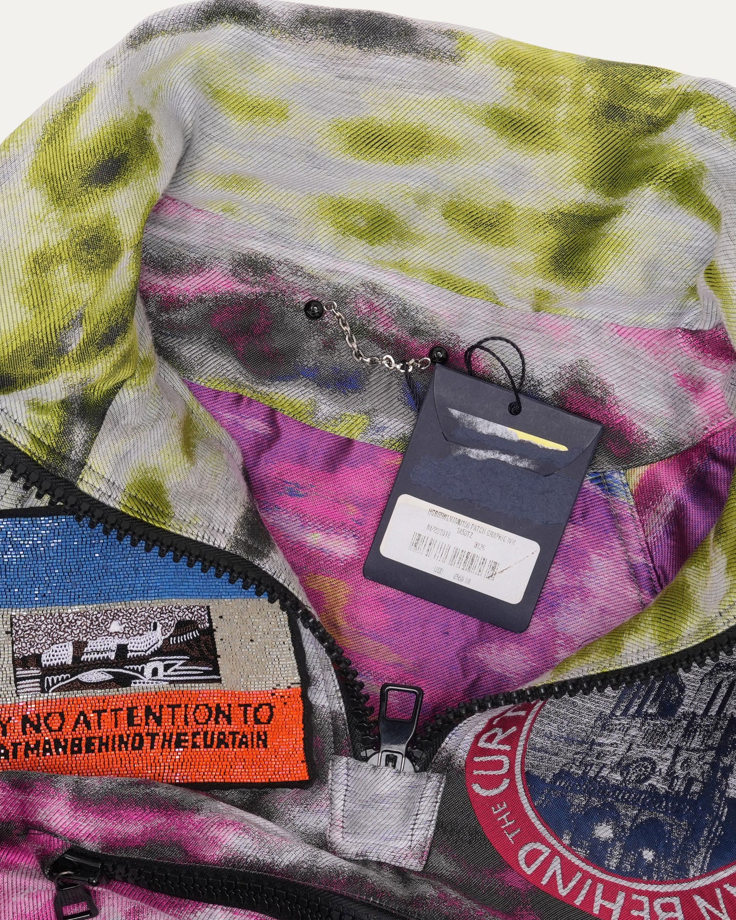 Tie Dye Beaded Appliqué Quarter Zip Pullover