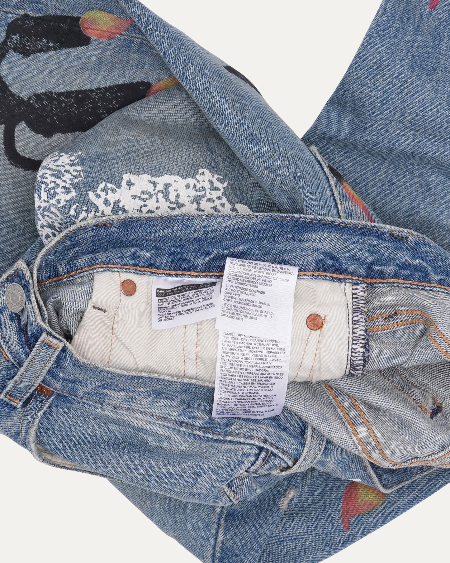 Levi's Virgil Abloh 'Message In A Tear' Printed 501 Jeans