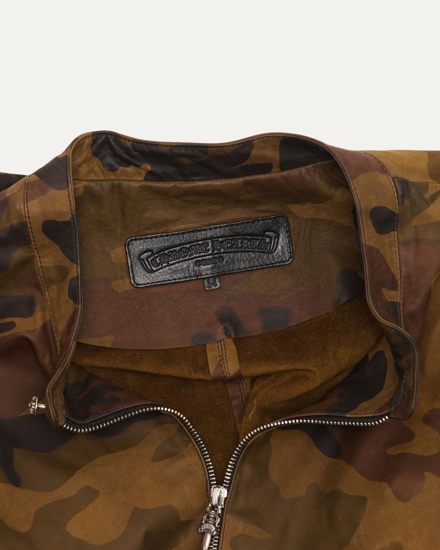 Camouflage Leather Quarter Zip Pullover EZ Rider Jacket