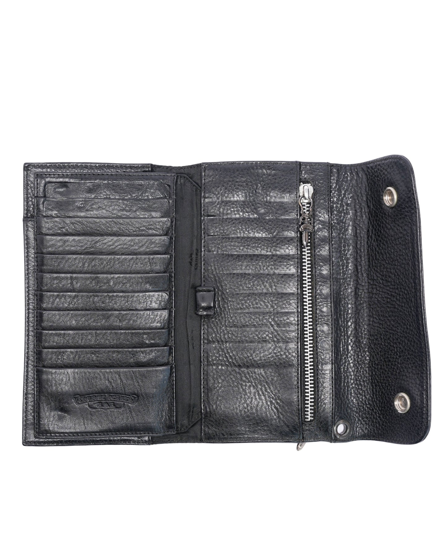 Leather Cross Ball Snap Wallet