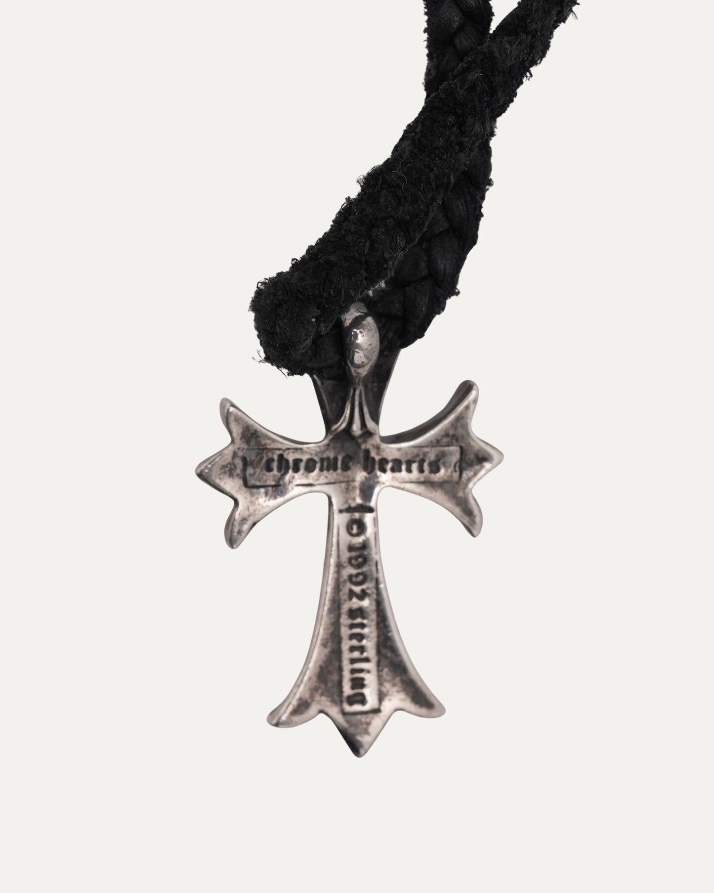Cross Pendant with Braided Leather Necklace