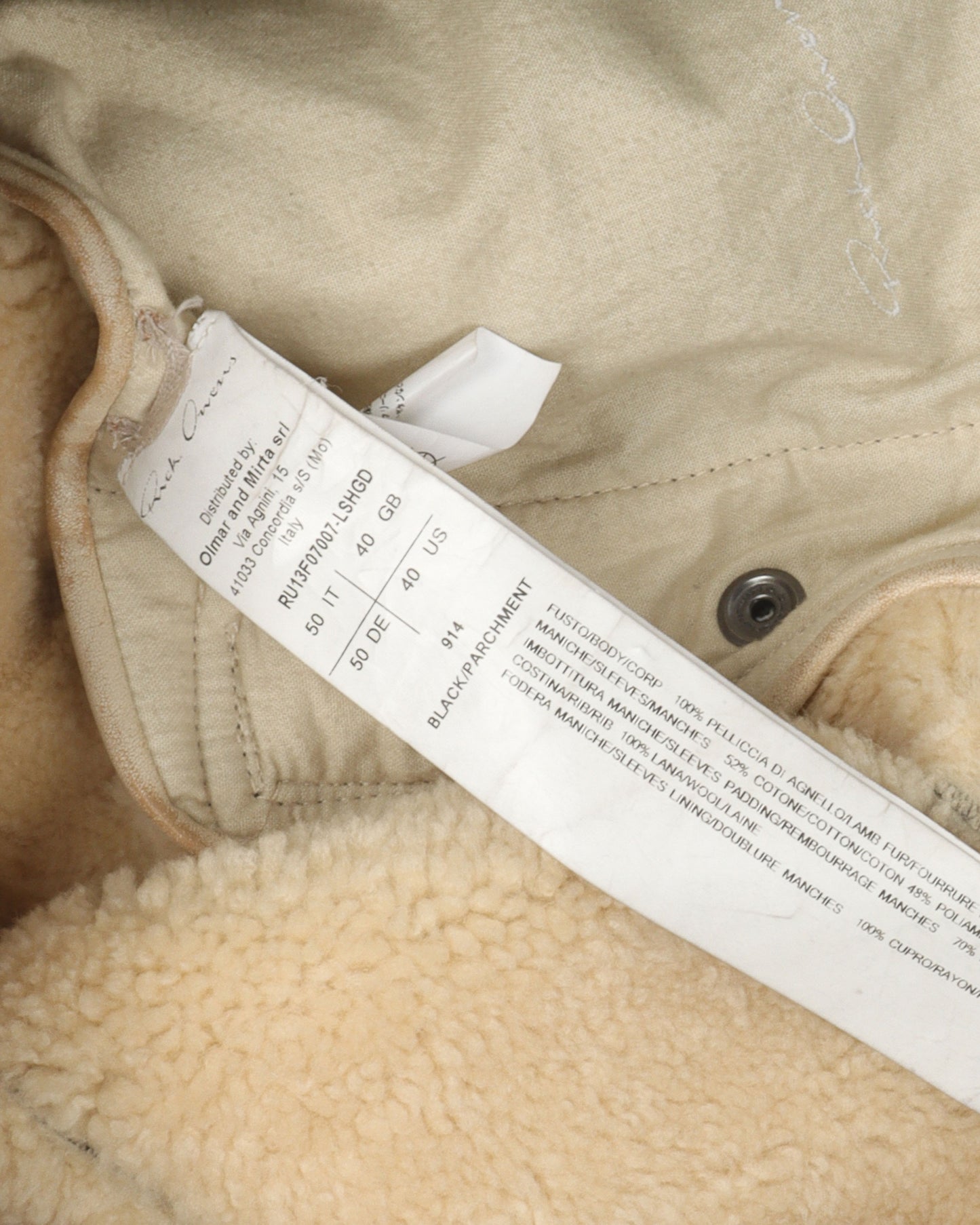 Shearling Leather Jacket w/ Cotton Sleeves