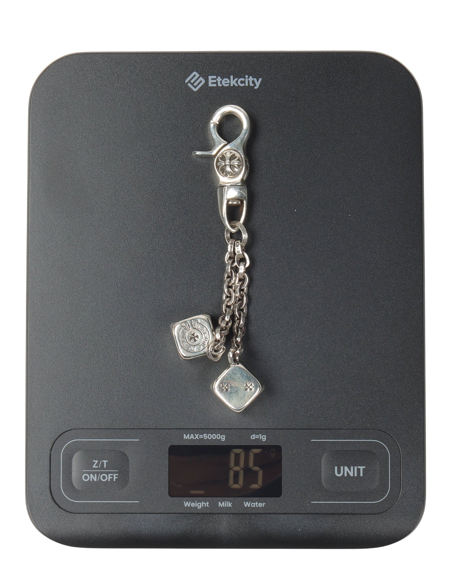 Silver Dice Keychain Clip