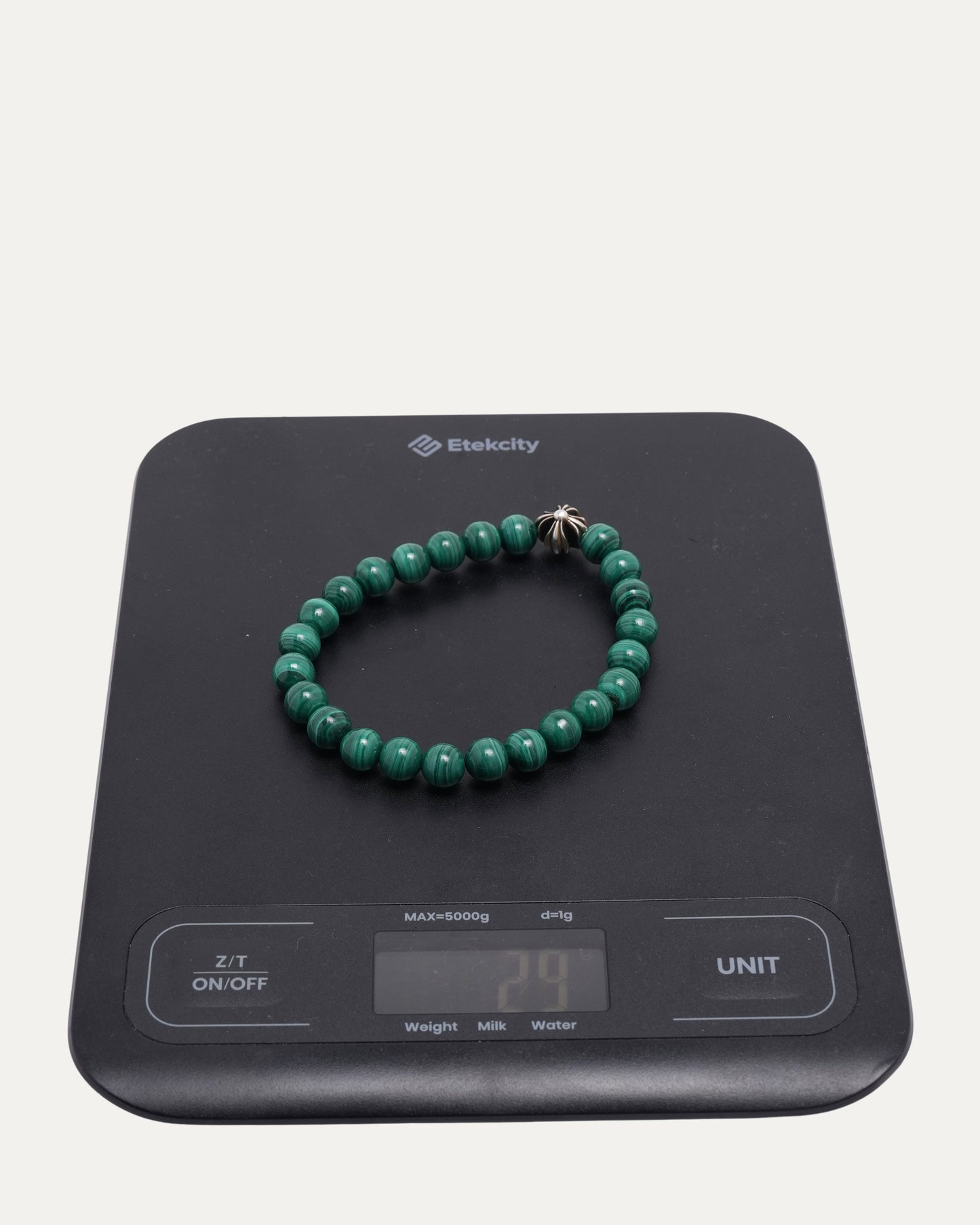 8mm Green Malachite Plus Cross Bead Bracelet