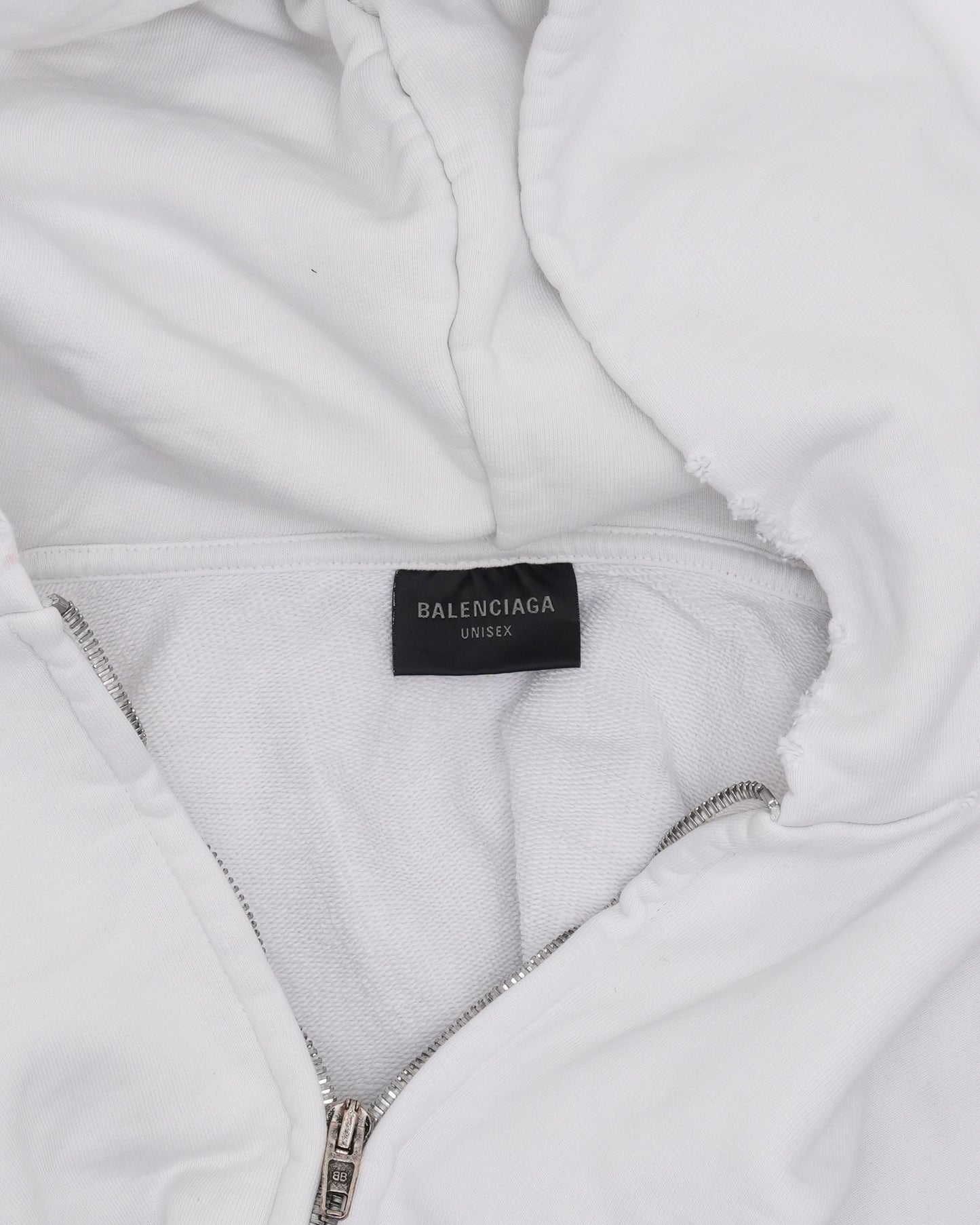 Reverse Logo Distressed Zip Up Hoodie