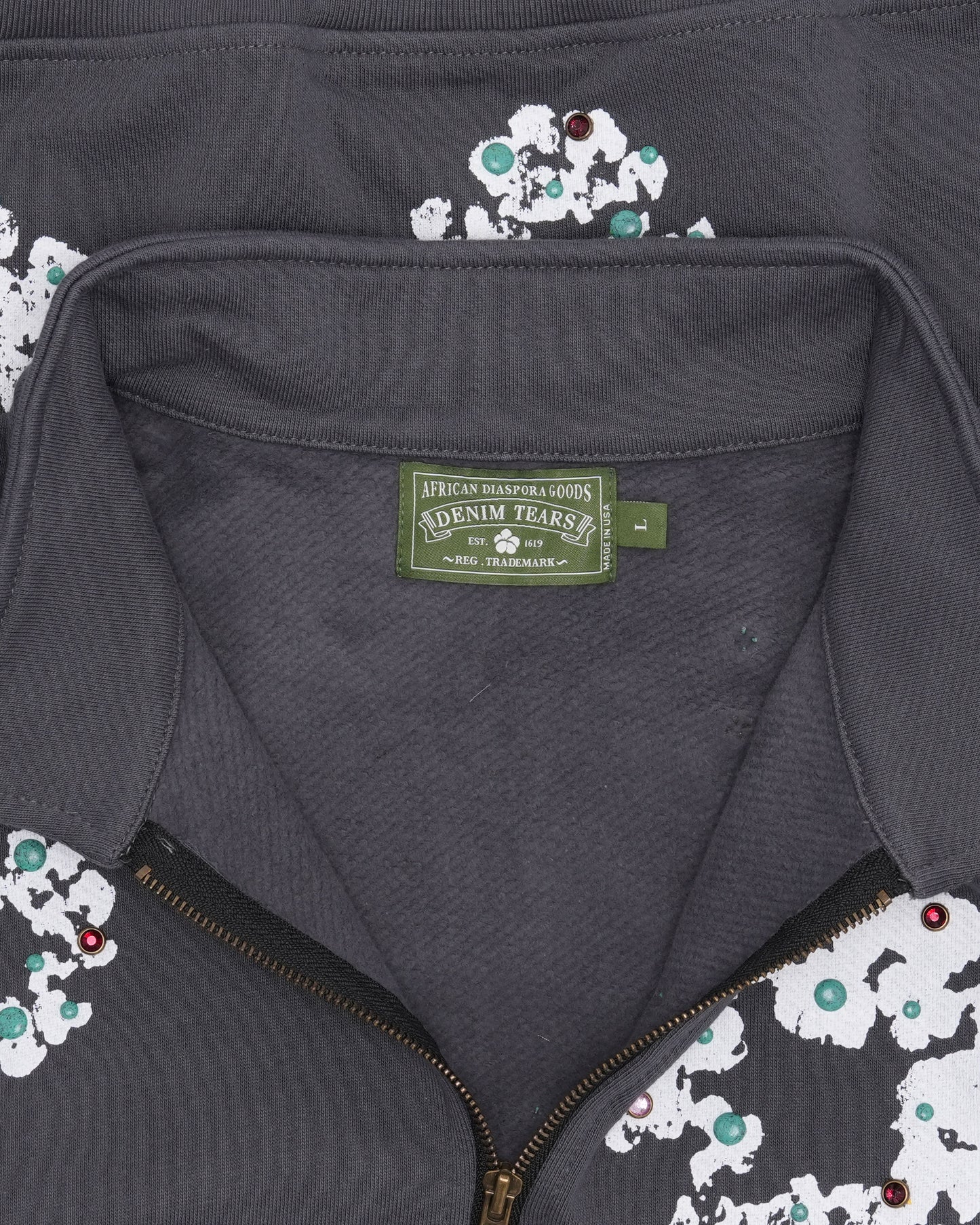 Rhinestone Cotton Wreath Quarter-Zip Sweatshirt