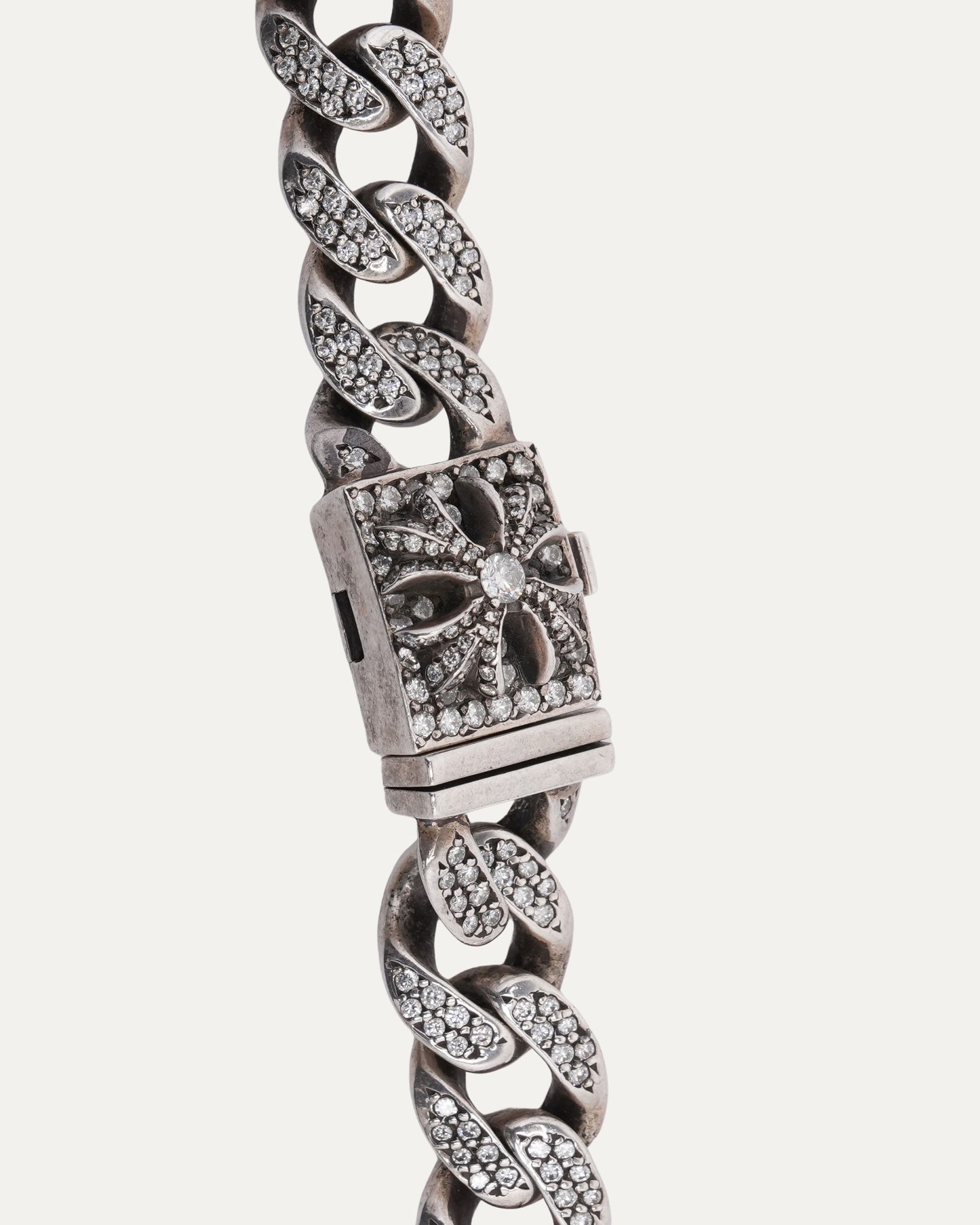 Diamond and Silver Cuban Link Necklace
