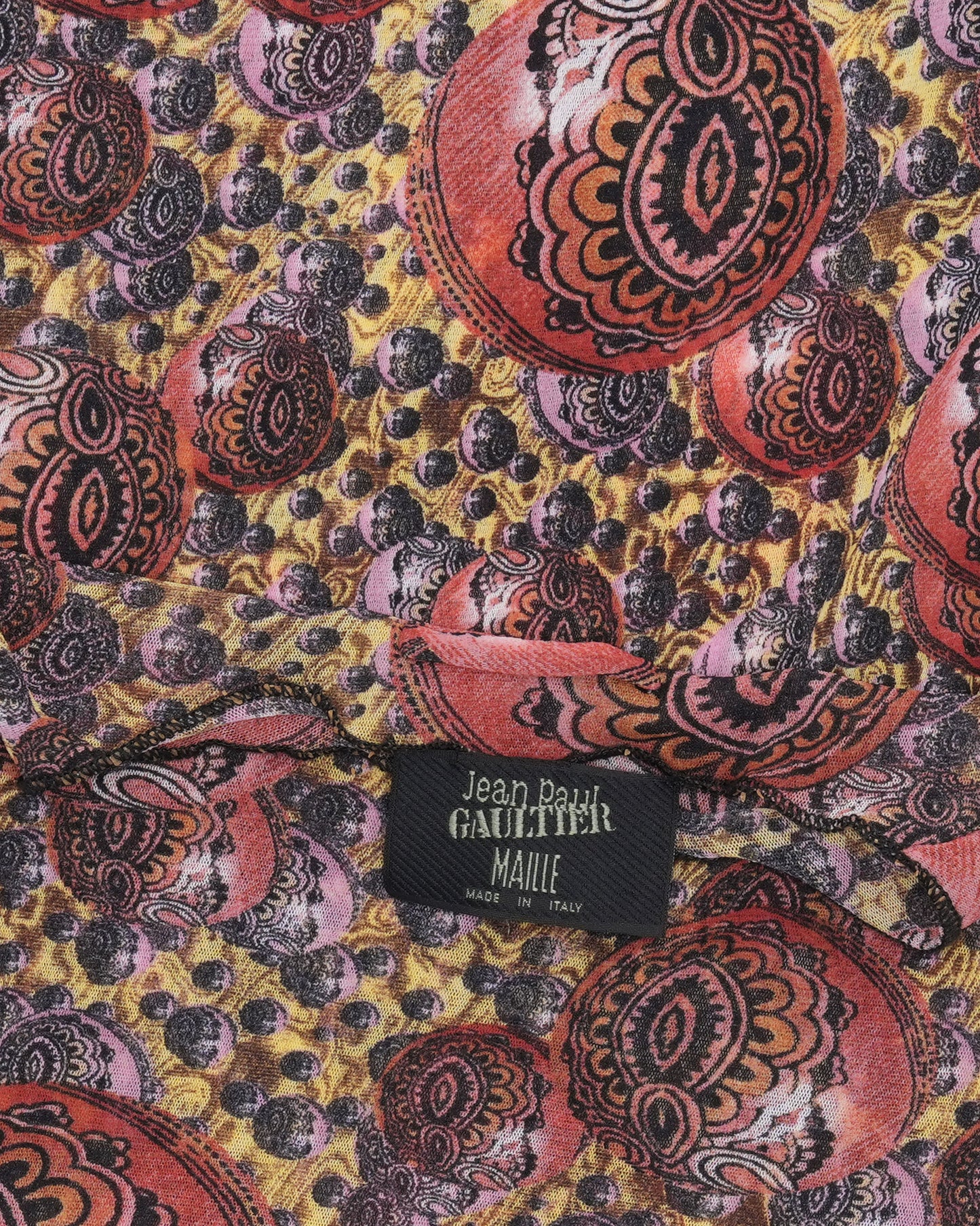 Kaleidoscope Print Long Sleeve Mesh Top