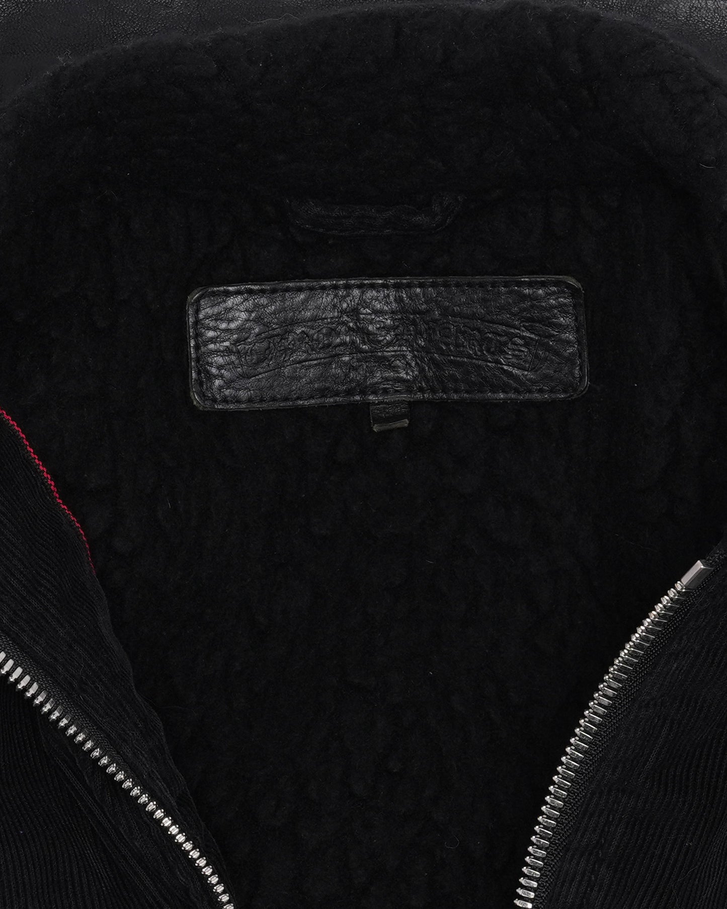 Corduroy and Leather Shearling Lined Trucker Jacket