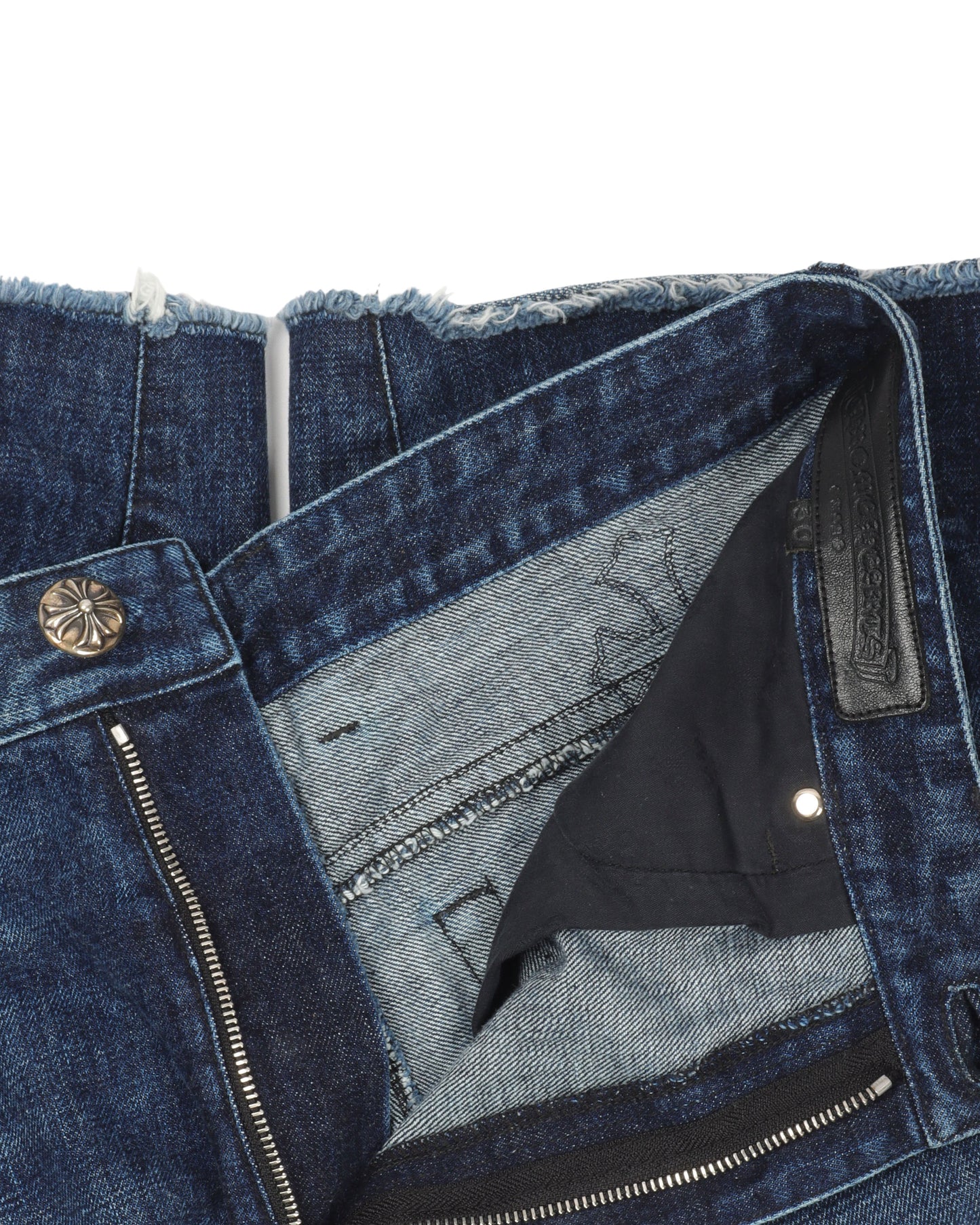 Cross Patch Cut-Off Denim Shorts