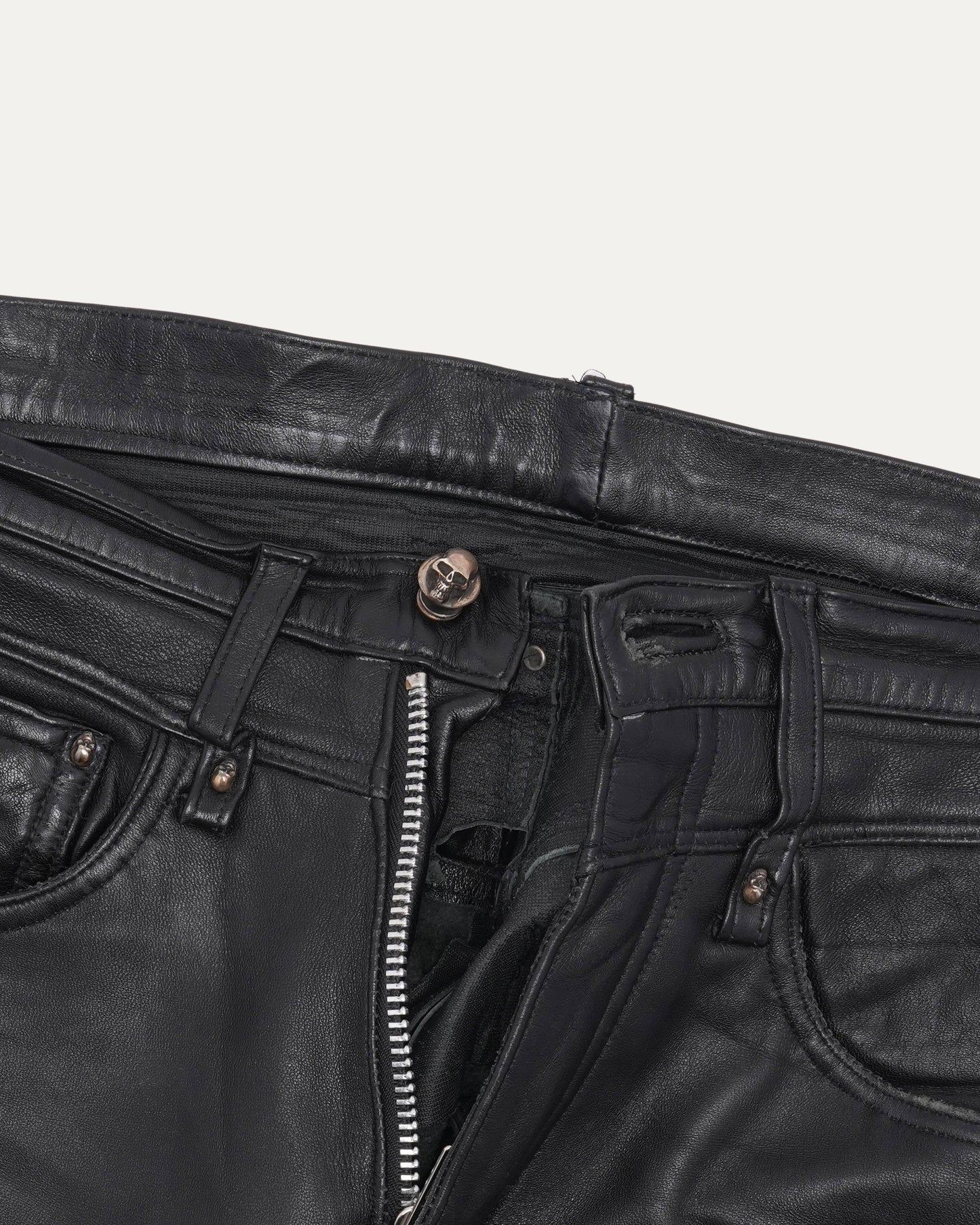 Contrast Panel Leather Pants